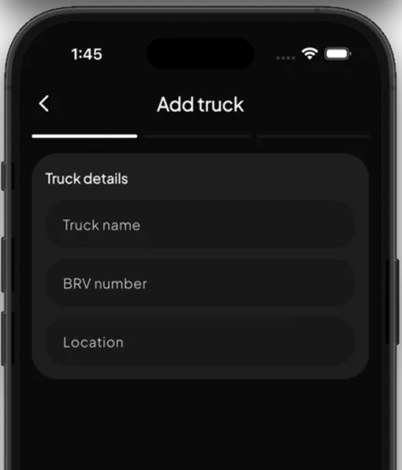 Add truck screen